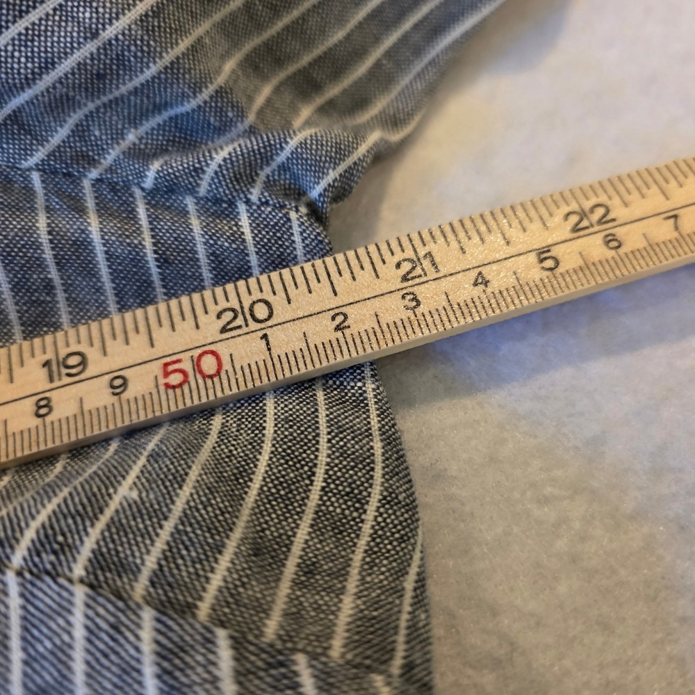 J.Jill Love Linen Pinstripe Shirt Dress Grey White 100% Linen Small 3/4 Sleeve - Picture 6 of 8